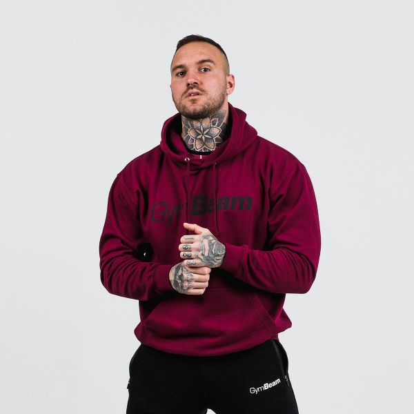 Bluza męska fitness z kapturem PRO Hoodie. Czerwone bluzy z kapturem GYMBEAM, m, bez wzorów, z bawełny, z kapturem. Za 90.90 zł.