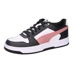 Klasyczne buty treningowe Puma Rebound Slam Lo. Białe sztyblety Puma, bez wzorów, z materiału, bez obcasa, bez zapięcia. Za 280.50 zł.