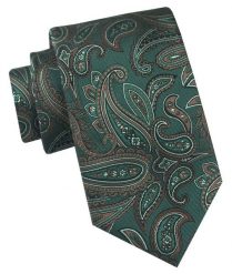 Klasyczny Krawat Męski - Chattier - Ciemnozielony, Duże Paisley. Zielone krawaty i muchy Chattier, bez wzorów, z tkaniny. Za 49.00 zł.