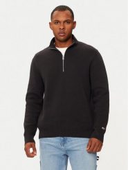 Tommy Jeans Sweter DM0DM20596 Czarny Regular Fit. Czarne swetry rozpinane Tommy Jeans, m, bez wzorów, z bawełny, bez kołnierzyka, bez ramiączek. Za 189.99 zł.