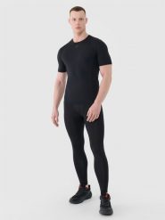 4F Legginsy treningowe męskie - czarne L. Czarne legginsy długie sportowe 4F, l, bez wzorów, z dzianiny, do biegania. Za 119.99 zł.