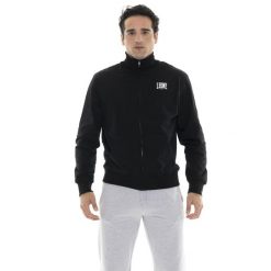 Bluza z bawełna z zamek błyskawiczny na trening. Czarne bluzy LEONE 1947 APPAREL, bez wzorów, z bawełny, bez kaptura. W wyprzedaży za 132.85 zł.