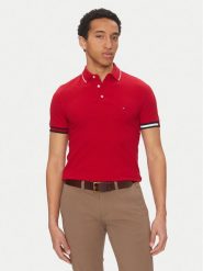 Tommy Hilfiger Polo Flag Cuff MW0MW38458 Czerwony Slim Fit. Czerwone koszulki polo Tommy Hilfiger, l, bez wzorów, z bawełny, bez kołnierzyka, bez ramiączek. Za 319.99 zł.