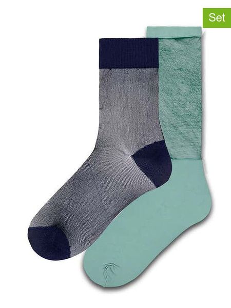 Happy Socks Skarpety (2 pary) w kolorze granatowo-miętowym rozmiar: 39-41. Niebieskie skarpety Happy Socks, bez wzorów. Za 59.45 zł.