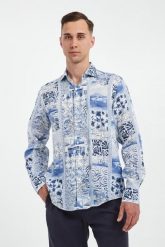 Koszula męska lniana ze wzorem PAUL&SHARK. Koszule PAUL&SHARK, m, bez wzorów, bez kołnierzyka, bez ramiączek. Za 1,469.00 zł.