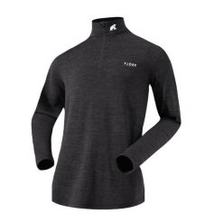 Koszulka z długim rękawem męska wykonana w 100% z wełny merynosów – Finn 210 Zip. Szare bluzy FJORK MERINO, na zimę, m, bez wzorów, z wełny, bez kaptura. Za 579.00 zł.