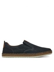 Rieker Półbuty B5258-14 Granatowy. Niebieskie eleganckie półbuty Rieker, bez wzorów, z nubiku, bez obcasa, bez zapięcia. Za 249.99 zł.