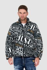 JUST CAVALLI Czarna kurtka Print Lettering. Czarne kurtki Just Cavalli, m, bez wzorów, bez kaptura. W wyprzedaży za 1,699.99 zł.