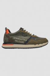 AERONAUTICA MILITARE Zielone męskie sneakersy Eco-leather AM. Zielone buty sportowe casual Aeronautica Militare, bez wzorów, ze skóry, bez zapięcia. W wyprzedaży za 459.99 zł.