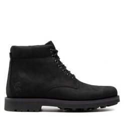 Trzewiki Timberland. Czarne botki sznurowane Timberland, bez wzorów, bez obcasa, bez zapięcia. Za 949.99 zł.
