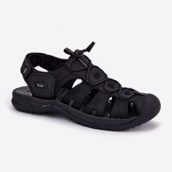 Sportowe Sandały Męskie Lee Cooper LCW-24-03-2313M Czarne. Czarne sandały ze skóry, bez zapięcia. Za 257.10 zł.