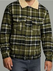 Kurtka katana w kratę - khaki. Brązowe kurtki Sinsay, l, bez wzorów, bez kaptura. Za 119.99 zł.