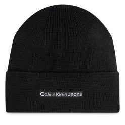 Czapka Calvin Klein. Czarne czapki zimowe CALVIN KLEIN, bez wzorów. Za 199.99 zł.