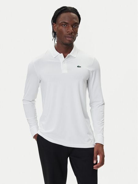 Lacoste Polo DH2615 Biały Regular Fit. Białe koszulki polo LACOSTE, m, bez wzorów, z syntetyku, bez kołnierzyka, bez ramiączek. Za 419.99 zł.