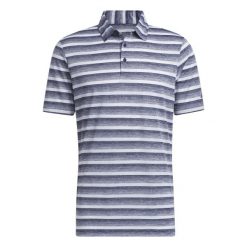 Koszulka polo w dwukolorowe paski adidas. Niebieskie koszulki polo Adidas, l, bez wzorów, bez kołnierzyka, bez ramiączek, na golfa. Za 202.65 zł.