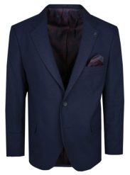 Delikatnie Taliowana Marynarka - Rigon - Granatowa. Niebieskie garnitury Rigon, na co dzień, bez wzorów, z elastanu, eleganckie. Za 395.00 zł.