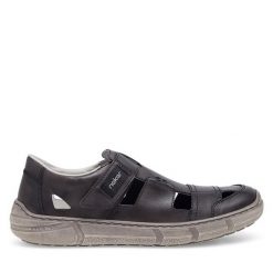 Półbuty Rieker. Szare eleganckie półbuty Rieker, bez wzorów, bez obcasa, bez zapięcia. Za 389.99 zł.
