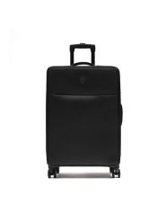 Guess Walizka kabinowa TMNASA P4202 Czarny. Czarne walizki Guess, z aplikacjami, z tworzywa sztucznego. Za 489.99 zł.
