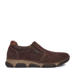 Półbuty Rieker. Brązowe eleganckie półbuty Rieker, bez wzorów, bez obcasa, bez zapięcia. Za 429.99 zł.