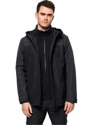 Jack Wolfskin Kurtka funkcyjna 3w1 "Taubenberg" w kolorze czarnym rozmiar: S. Czarne kurtki outdoor i hardshell Jack Wolfskin, m, bez wzorów, z materiału, bez kaptura. Za 509.45 zł.