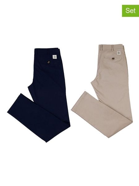 The Time of Bocha Spodnie chino (2 pary) w kolorze beżowym i granatowym rozmiar: 54. Brązowe eleganckie spodnie The Time of Bocha, na co dzień. Za 227.15 zł.
