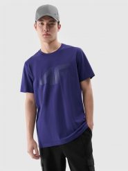 4F T-shirt regular z nadrukiem męski - granatowy XXL. Niebieskie t-shirty 4F, m, bez wzorów, z bawełny, bez kołnierzyka, bez ramiączek. W wyprzedaży za 39.99 zł.