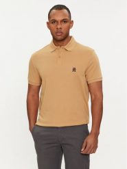 Tommy Hilfiger Polo Interlock MW0MW34783 Beżowy Regular Fit. Brązowe koszulki polo Tommy Hilfiger, m, bez wzorów, z bawełny, bez kołnierzyka, bez ramiączek. Za 219.99 zł.