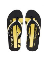 Tommy Hilfiger Japonki Patch Hilfiger Beach Sandal FM0FM05903 Czarny. Czarne japonki Tommy Hilfiger, bez wzorów, z materiału. Za 169.99 zł.