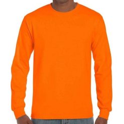 Ultra Bawełniana Koszulka Z Długim Rękawem Unisex Dla Dorosłych. Brązowe bluzki z długim rękawem GILDAN, xl, bez wzorów, z bawełny, bez kołnierzyka, bez ramiączek. Za 106.99 zł.