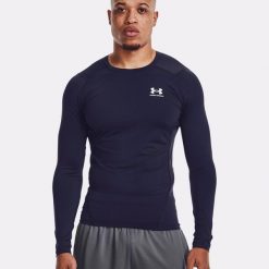 Koszulka fitness męska Under Armour HG Armour Comp z długim rękawem. Niebieskie bielizna termoaktywna Under Armour, l, bez wzorów, bez ramiączek, do biegania. Za 139.99 zł.