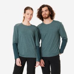Koszulka rowerowa MTB unisex Rockrider oddychająca. Zielone bluzy ROCKRIDER, l, bez wzorów, z lyocellu, bez kaptura. Za 139.99 zł.