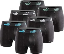 Bokserki majtki męskie Puma Boxershorts 6-pak bawełniane. Czarne bokserki Puma, l, bez wzorów, z bawełny. Za 169.00 zł.