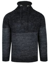 Męski Sweter z Wysokim Kołnierzem na Ściągacz – Brave Soul - Grafitowy Melanż. Szare swetry rozpinane Brave Soul, m, bez wzorów, z tkaniny, bez kołnierzyka, bez ramiączek. Za 119.00 zł.