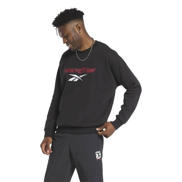 Bluza z dekoltem Reebok Human Rights Now!. Czarne bluzy Reebok, m, bez wzorów, z bawełny, bez kaptura. W wyprzedaży za 257.10 zł.