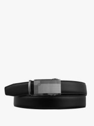 Czarny pasek ze skóry licowej. Czarne paski Ryłko, bez wzorów, z denimu, klasyczne. Za 129.99 zł.