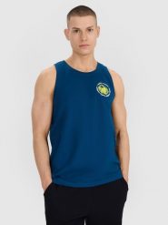 4F Tank top regular męski - zielony XL. Niebieskie bezrękawniki 4F, m, bez wzorów, z bawełny, bez kołnierzyka, bez ramiączek. Za 49.99 zł.