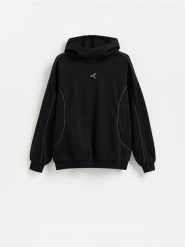 Bluza z zabudowanym kapturem - czarny. Czarne bluzy z kapturem Reserved, l, bez wzorów, z dzianiny. Za 159.99 zł.