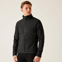 Softshell męski Dendrick wodoodporny. Czarne kurtki softshell Regatta, m, bez wzorów, z softshellu, bez kaptura. W wyprzedaży za 129.99 zł.