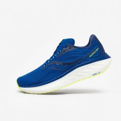 Buty do biegania męskie Saucony Ride 18. Niebieskie buty do biegania Saucony, bez wzorów, bez zapięcia, do biegania. W wyprzedaży za 399.99 zł.