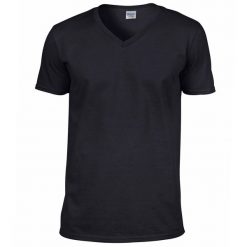 Męska Koszulka Krótki Rękaw Soft Style. Czarne bluzki z długim rękawem GILDAN, m, bez wzorów, bez kołnierzyka, bez ramiączek. Za 36.99 zł.