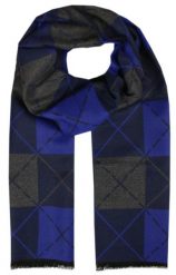 Męski Szalik z Wiskozy - Alties - Geometryczne Wzory, Granat, Popiel. Niebieskie szaliki Alties, bez wzorów, z bawełny. Za 59.00 zł.