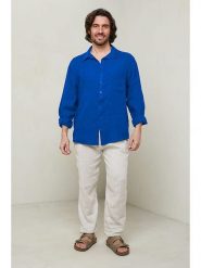 Lin Passion Koszula w kolorze niebieskim rozmiar: XL/XXL. Niebieskie koszule Lin Passion, xl, bez wzorów, z bawełny, bez kołnierzyka, bez ramiączek. Za 177.32 zł.