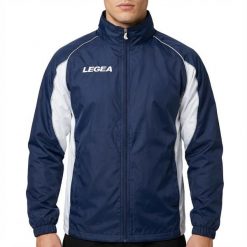 Kurtka przeciwdeszczowa Storm dla mężczyzn do biegania niebiesko-biała. Białe kurtki Legea, m, bez wzorów. W wyprzedaży za 60.00 zł.