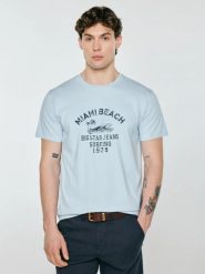 Koszulka męska z kontrastowym nadrukiem błękitna Fors 400. Niebieskie t-shirty BIG STAR, l, bez wzorów, z dzianiny, bez kołnierzyka, bez ramiączek. Za 79.99 zł.