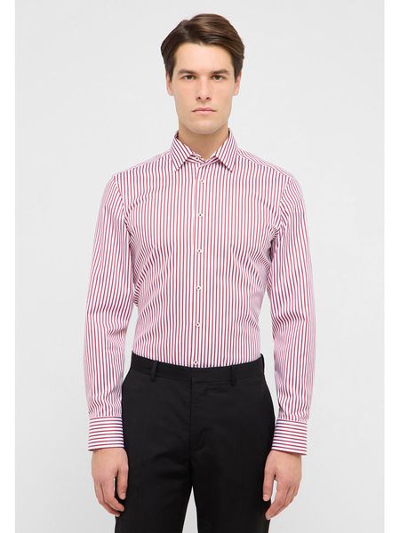 Eterna Koszula - Slim fit - w kolorze czerwono-białym rozmiar: 46. Czerwone koszule Eterna, bez wzorów, z bawełny, bez kołnierzyka, bez ramiączek. Za 109.26 zł.