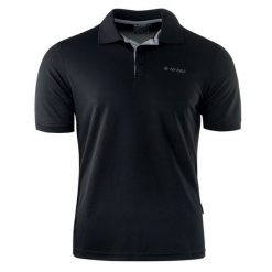 Koszulka polo męska Hi-Tec Site - czarna, Rozmiar L. Czarne koszulki polo Hi-tec, l, bez wzorów, z poliesteru, bez kołnierzyka, bez ramiączek. W wyprzedaży za 59.99 zł.