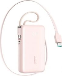Joyroom JR-PR2L 10000 mAh 35W z wbudowanym zwijanym kablem USB-C Lightning różowy. Czerwone powerbanki . Za 139.90 zł.