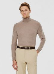 PAKO LORENTE – Męski golf w kolorze beżowym. Brązowe golfy Pako Lorente, m, bez wzorów, z poliamidu, bez ramiączek. Za 149.99 zł.