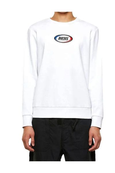 Bluza sportowa męska Diesel Girk-N85. Białe bluzy bez kaptura Diesel, l, bez wzorów, z bawełny, bez kaptura. Za 206.49 zł.