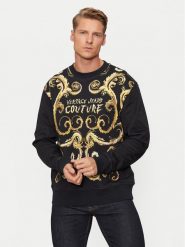 Versace Jeans Couture Bluza 77GAI3RB Czarny Regular Fit. Czarne bluzy Versace Jeans Couture, l, bez wzorów, z bawełny, bez kaptura. Za 579.99 zł.